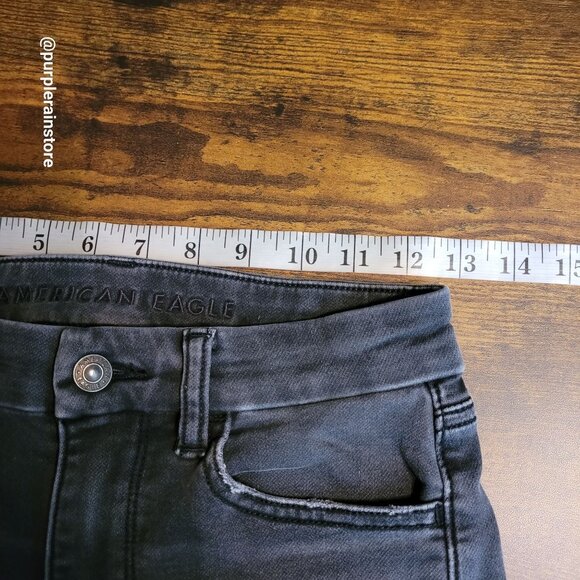 American Eagle Jeans 2 R Curvy Super Hi Rise Jegging Next Level Stretch Black - Picture 8 of 13